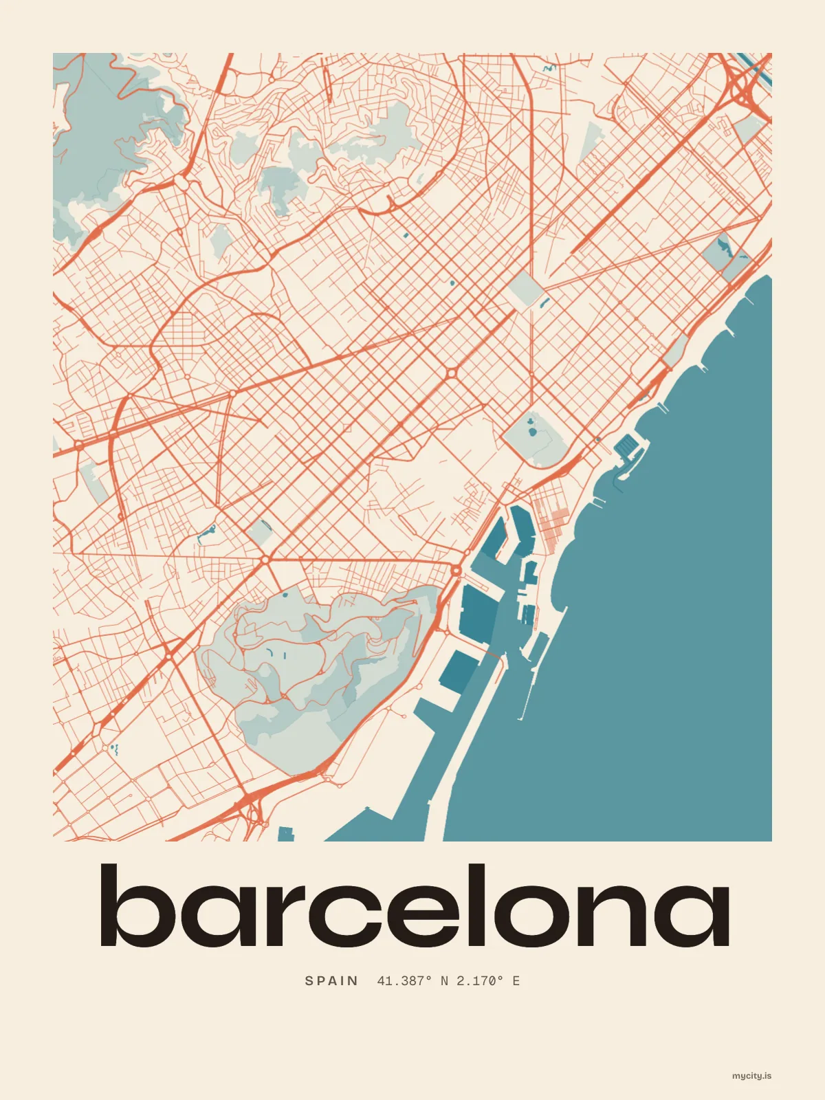 Barcelona map print
